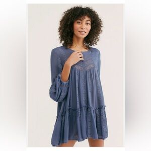 Free People blue embroidered dress